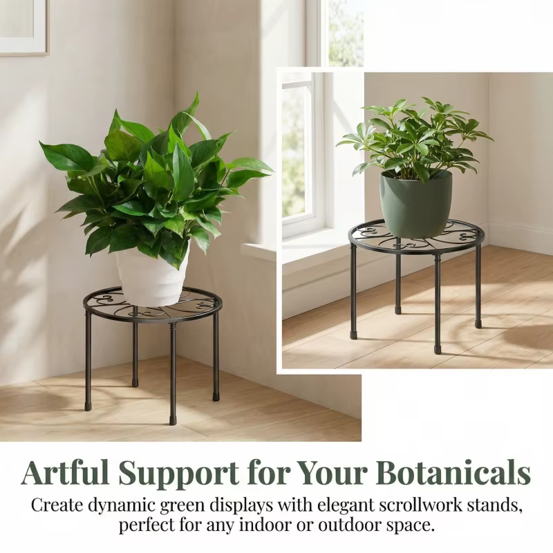 Support de plante en métal noir antirouille pour usage intérieur et extérieur