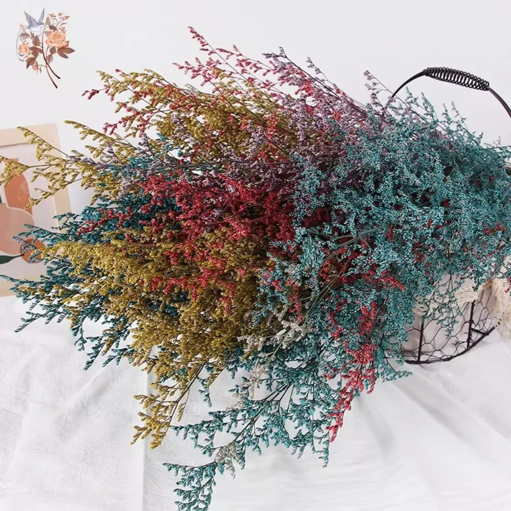 Bouquet de fleurs séchées de lovergrass au limonium naturel
