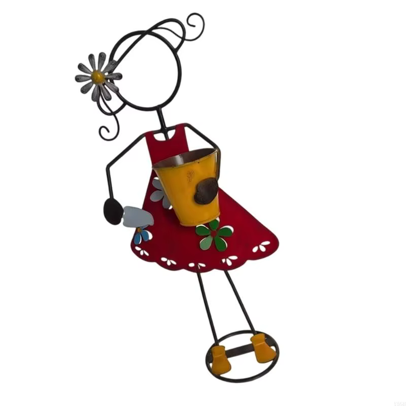 Support Figurine Pot fleur jardinière d'extérieur avec aspect métallique patiné pour affichage Table porche