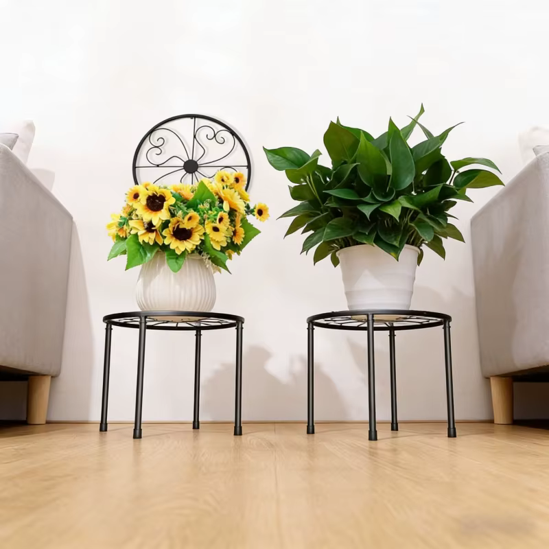 Support de fleurs minimaliste en métal noir