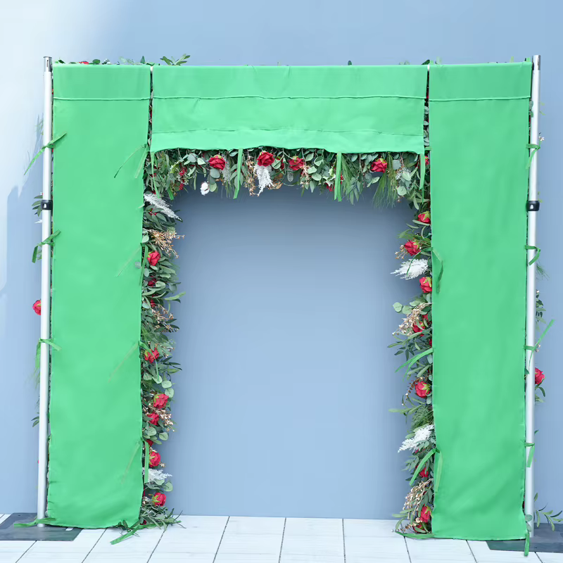 Série de noël Rose rouge vert tissu Base fleur rangée décor mariage toile de fond cadre événement fête scène Arrangement Floral H8777