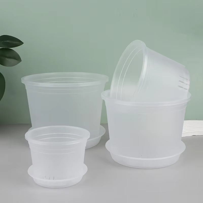 Pot d'orchidée rond Transparent avec/sans plateau