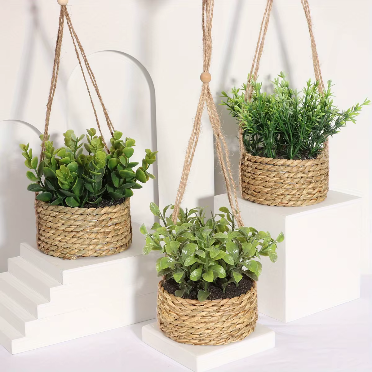 XIYA fleur vert plantes artificielles Eucalyptus herbe tissé romarin