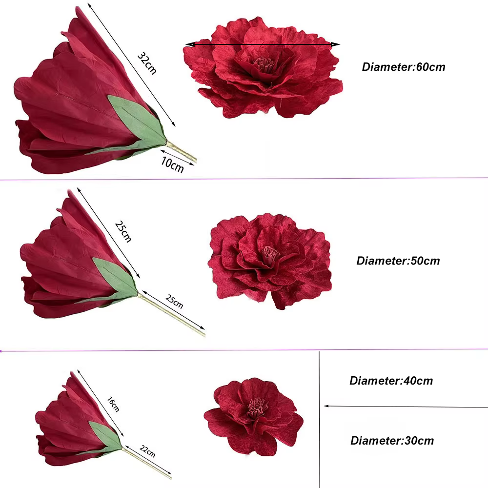 Grandes fleurs artificielles de roses rouges