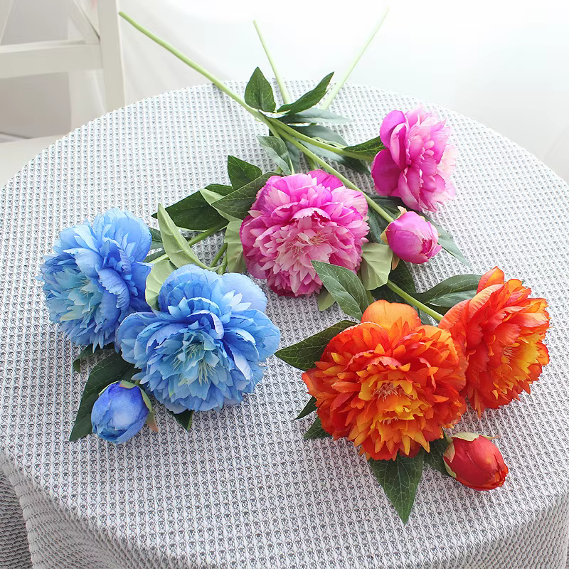 Bouquet de fleurs de pivoine artificielle européenne de 30 pouces