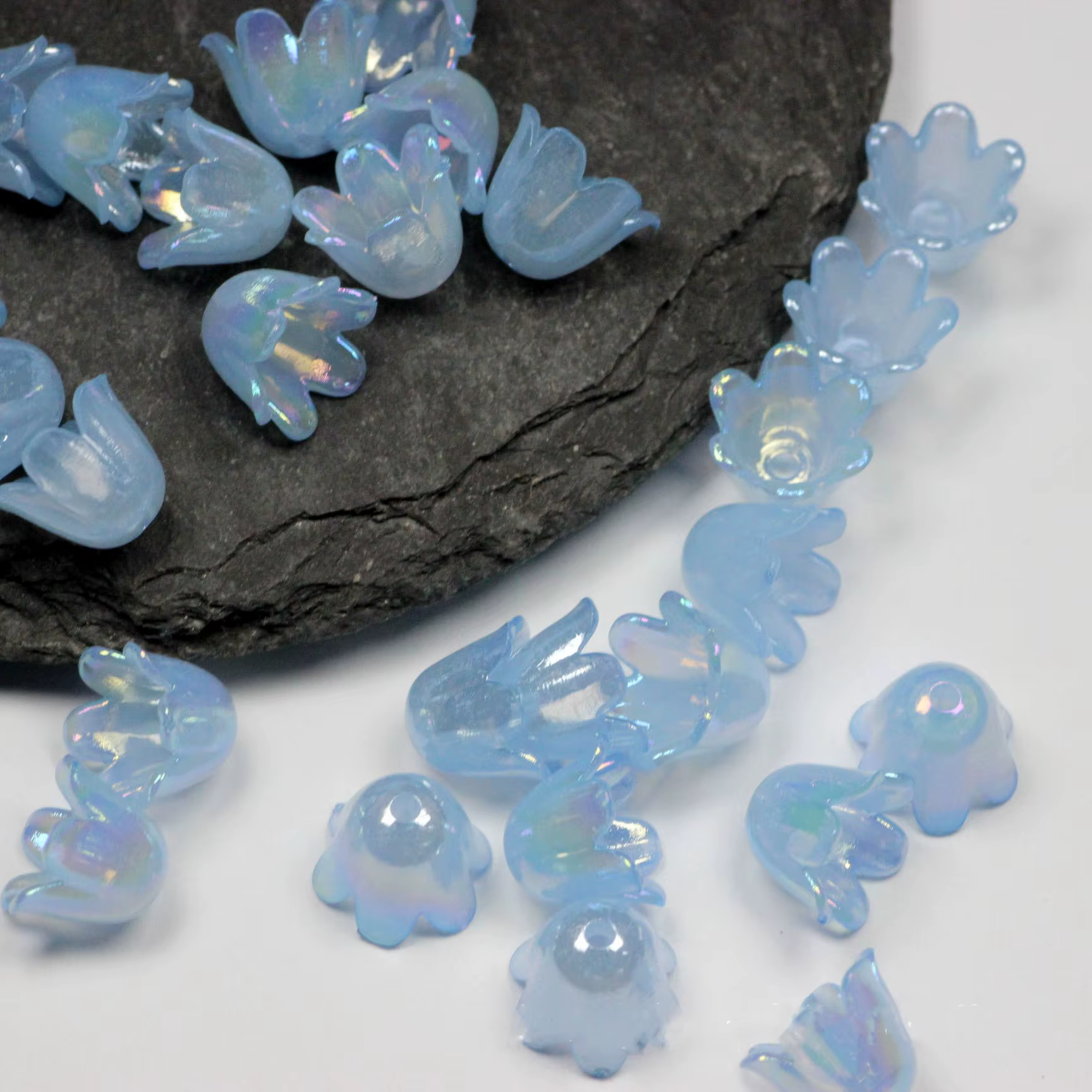 Perles acryliques en forme de fleur trompette, 50 pièces, pour la fabrication de bijoux, épingle à cheveux, accessoires faits à la main