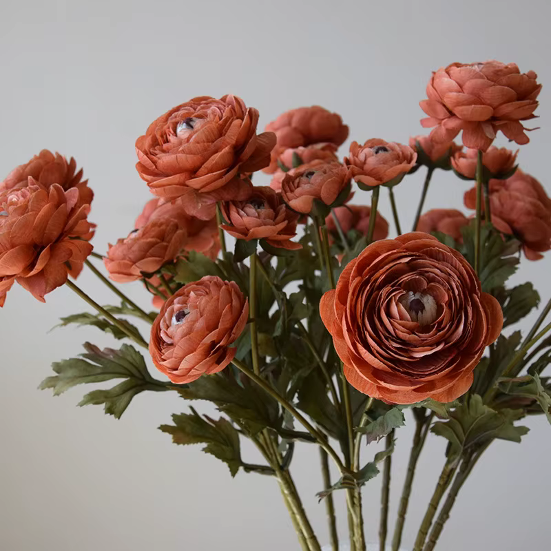 8 pièces de fleurs artificielles classiques européennes en soie