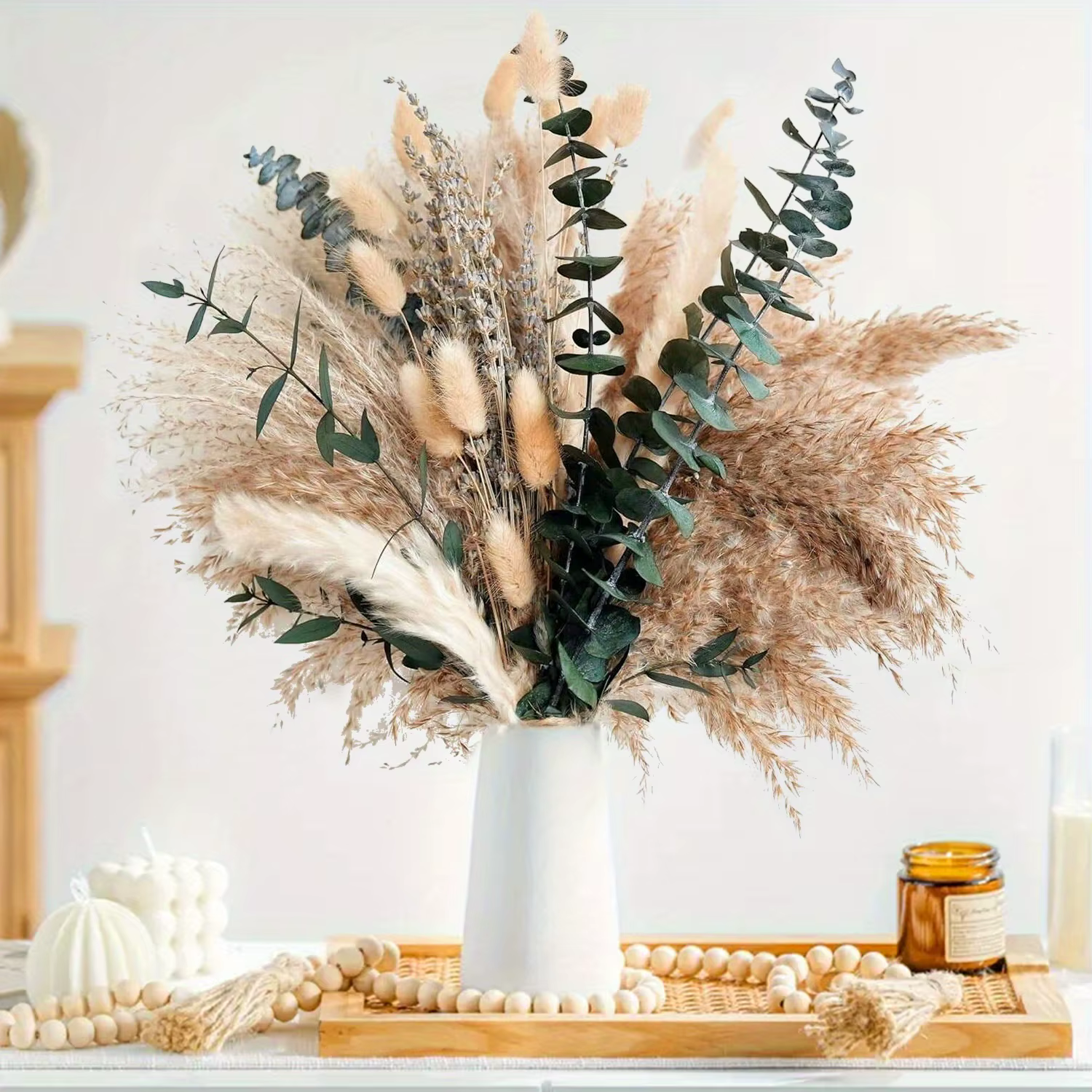 90 pièces Pampas fleurs séchées lapin queue