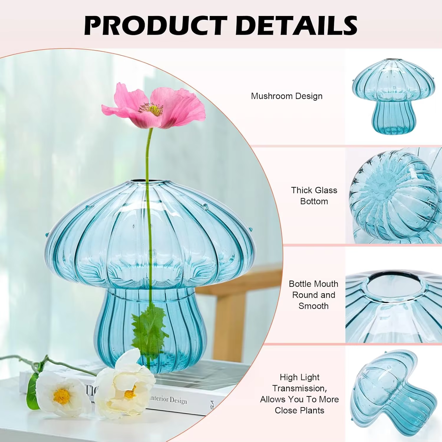 Ensemble de vase en verre à champignons – Mini Terrarium de propagation pour plantes et fleurs | Décor mignon pour la