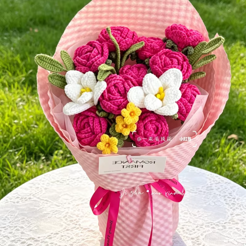 Bouquet floral en crochet de roses exquises