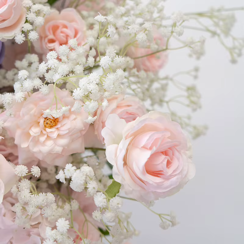 Angela fleur violet rose Roses Babysbreath Arrangement floral toile de fond de mariage arc KT conseil décor anniversaire Photo accessoires