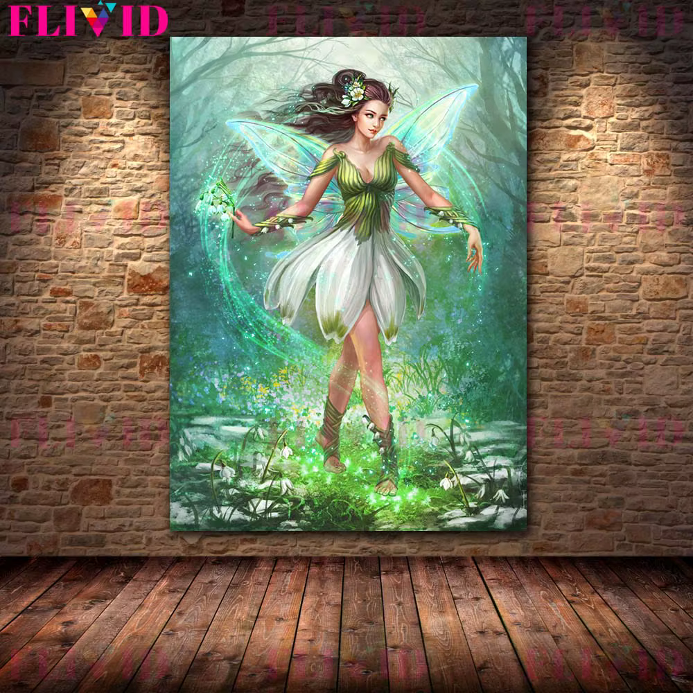 Affiche murale de féerique de fleur de dessin animé