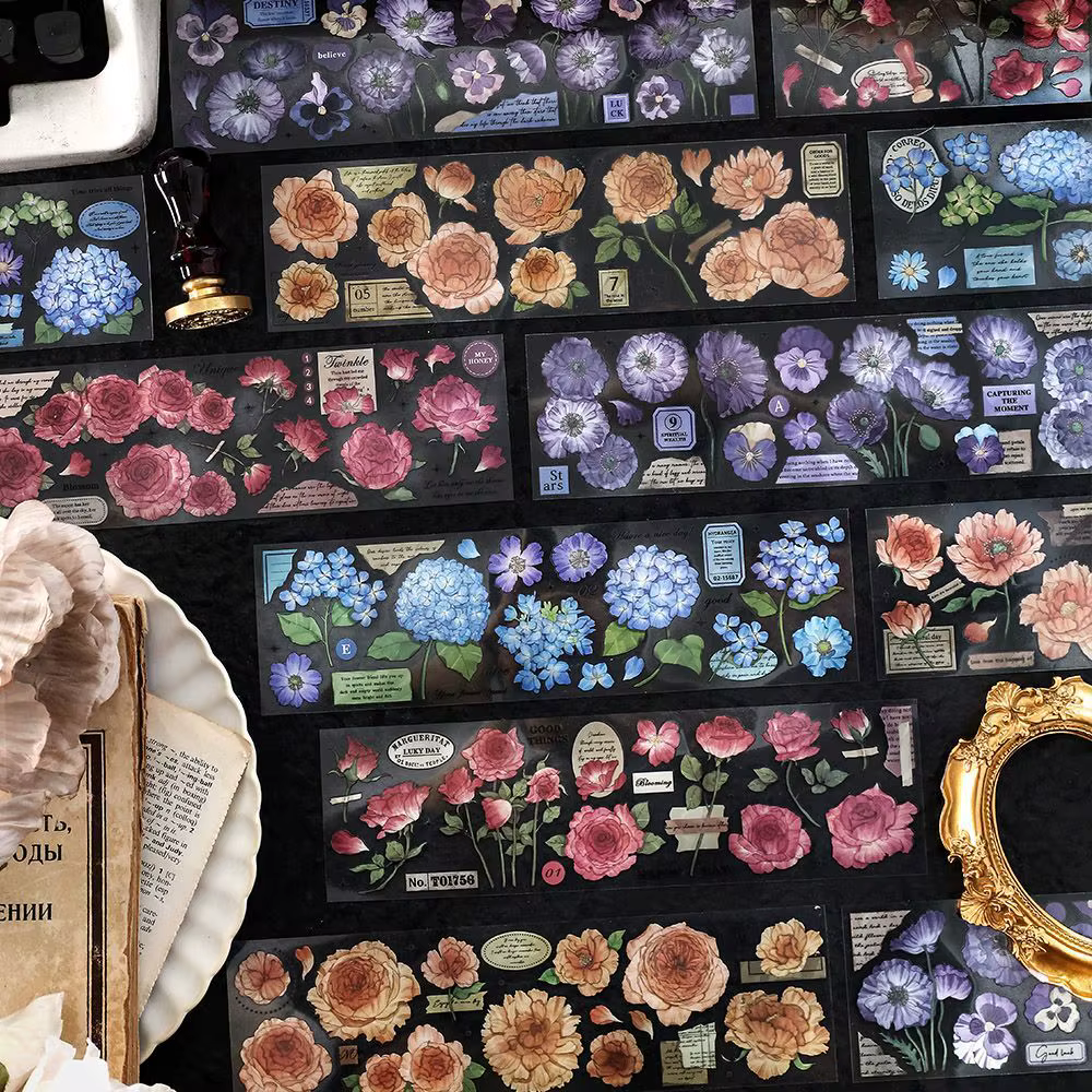 Autocollant décoratif avec fleurs et plantes
