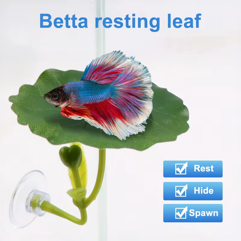 Plante d'aquarium en soie avec feuille en forme de hamac Décoration fonctionnelle pour aquarium de betta