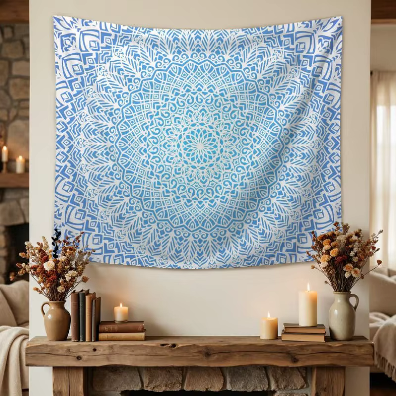 VIKAMA Tapisserie murale vintage bohème mandala en polyester