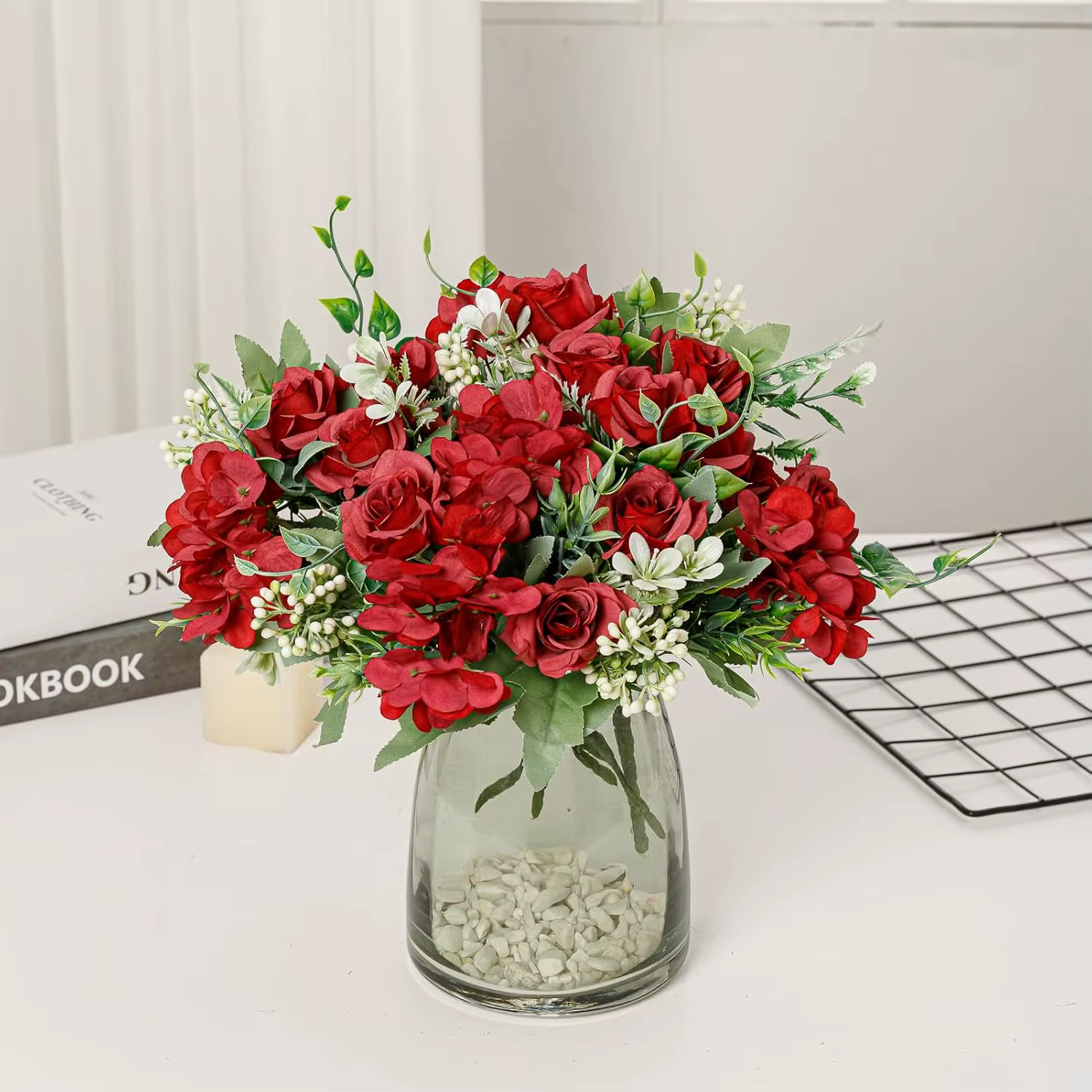 Fleur artificielle soie gardénia hortensia saint valentin mariage Bouquet de mariée maison Table Vase Festival guirlande bricolage cadeaux boîte Decora