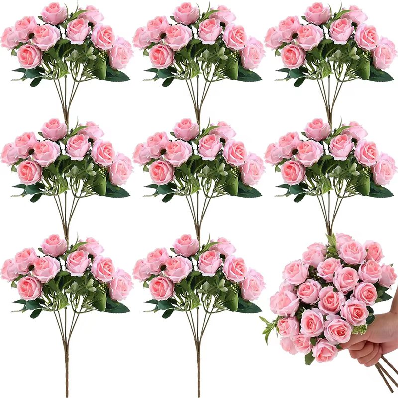 Bouquet de roses artificielles en soie
