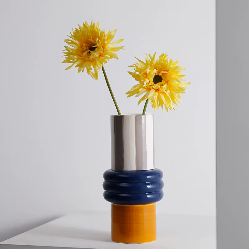 Vase en céramique en forme de pot de patchwork vintage