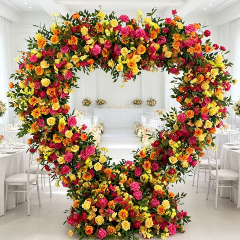 Arche de fleurs artificielles orange