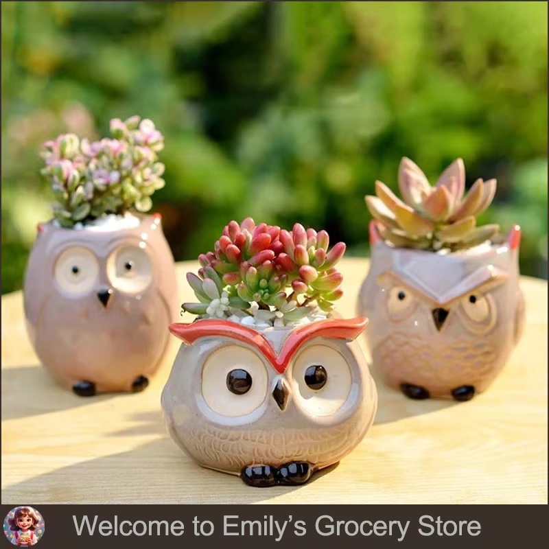 Pot de fleur hibou en céramique
