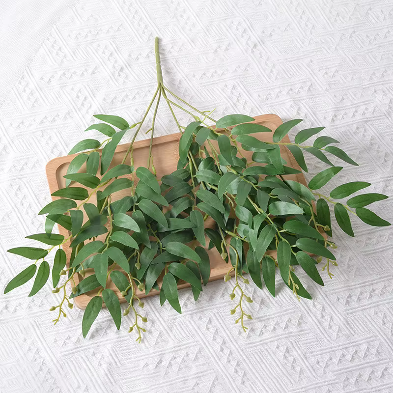 Silk Artificial Willow Bouquet Fake Green Leaves for Wedding Home Garden Vase Decoration Jungle Party DIY Plants Wreath