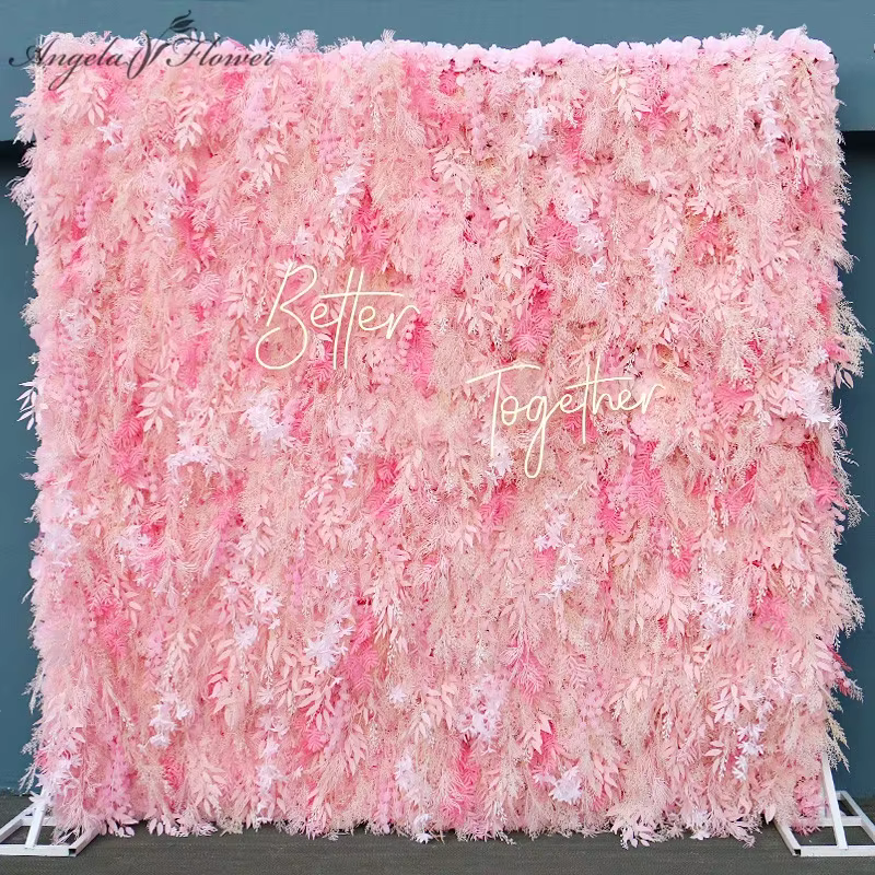 Mur de fleurs artificielles en tissu blanc enroulable