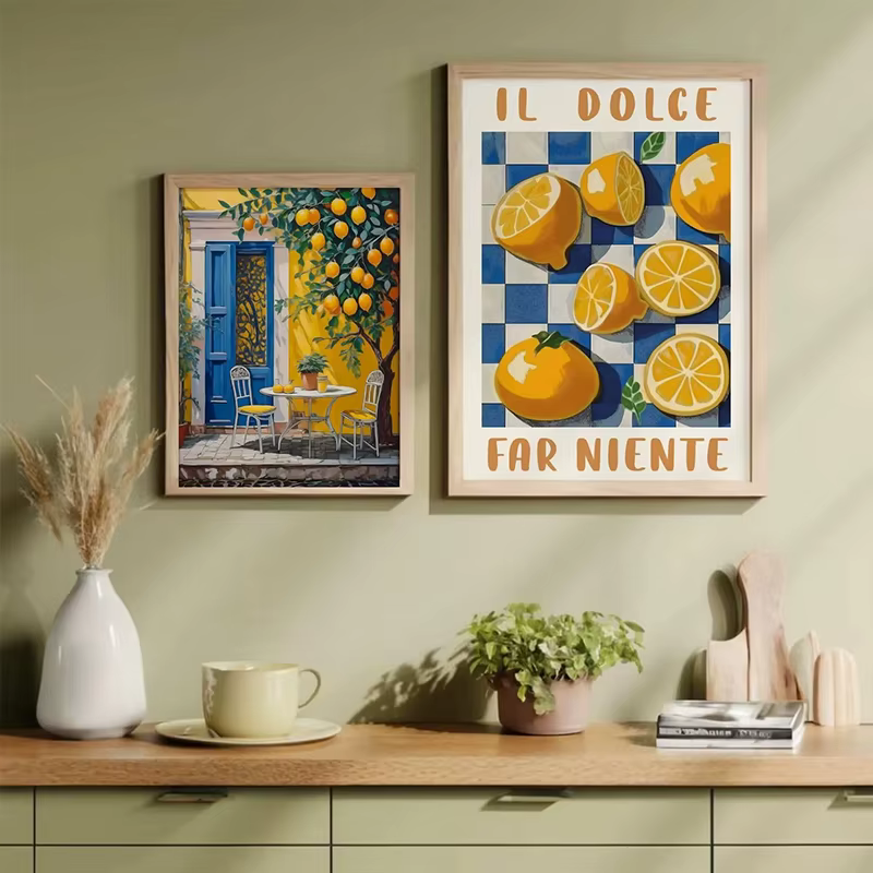 Paysages italiens citron arbre imprime affiche moderne Cottagecore toile peinture photo pour printemps mur Art décor à la maison murale