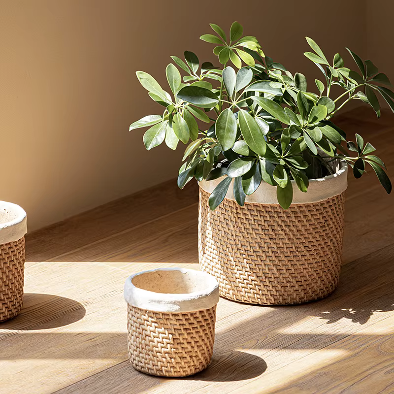 Jardinière tissée en faux ciment