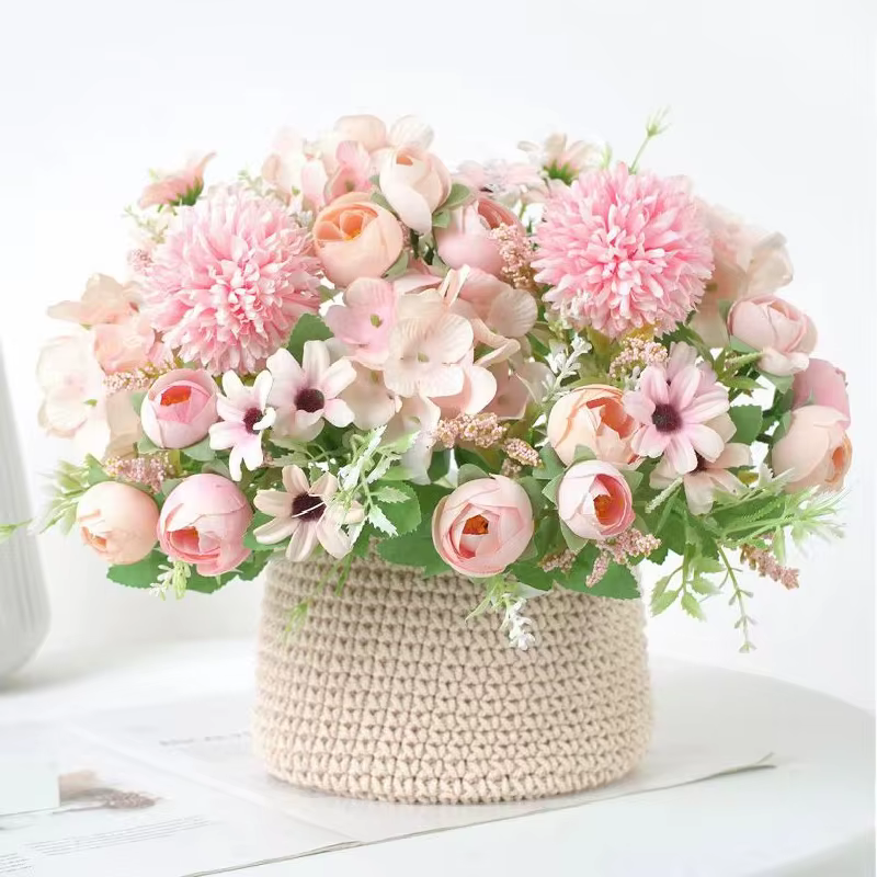 Bouquet de fleurs d'hortensias artificielles en soie