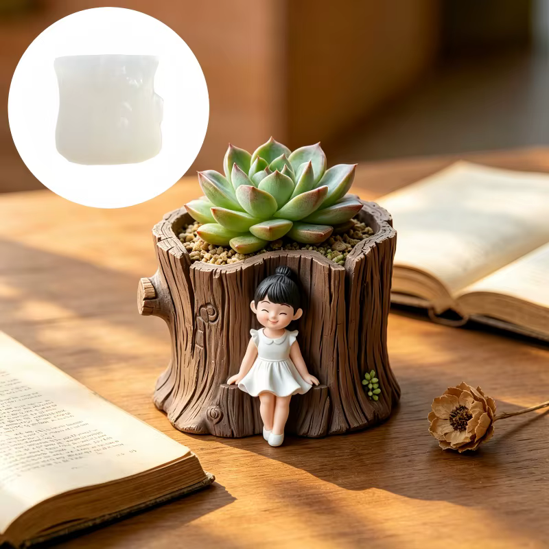 Moule en silicone et résine pour pot de plantes succulentes