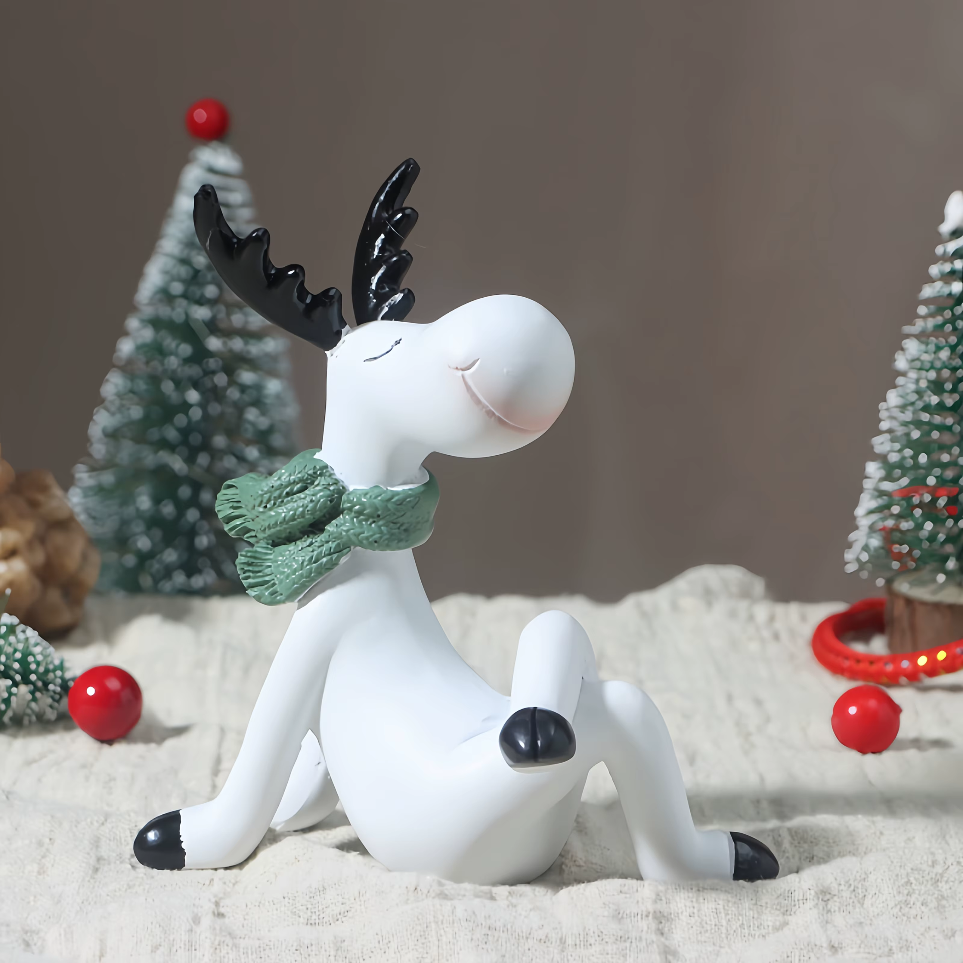 Statue de renne de Noël en résine artisanale