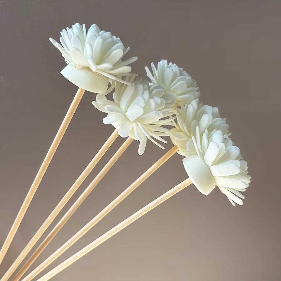 5/20/50pcs bâton de diffusion d'arôme et combinaison de fleurs en mousse blanche