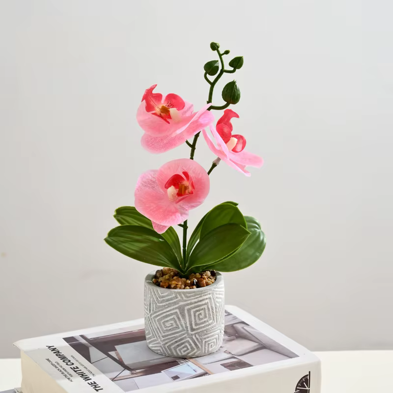 Créatif 3 fleurs et 3 feuilles Phalaenopsis bonsaï Simulation fleur
