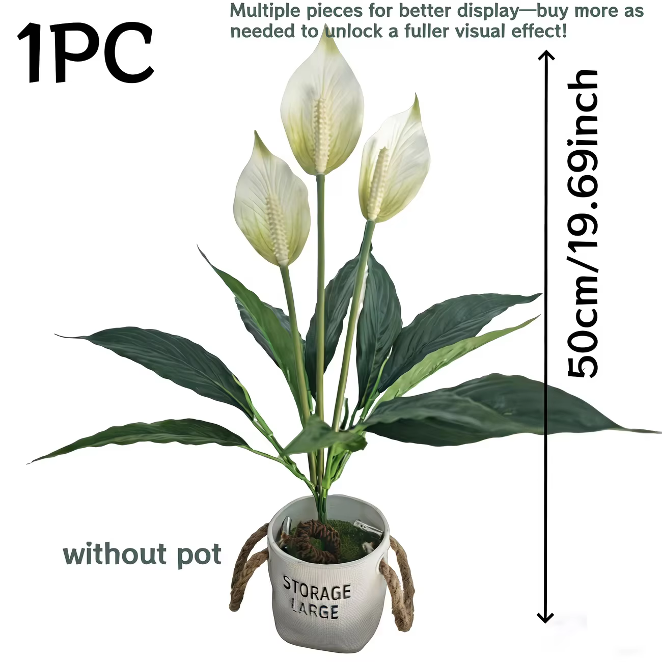 Fleur artificielle de calla printanière - Plante décorative à feuilles vertes et palmiers blancs pour la décoration