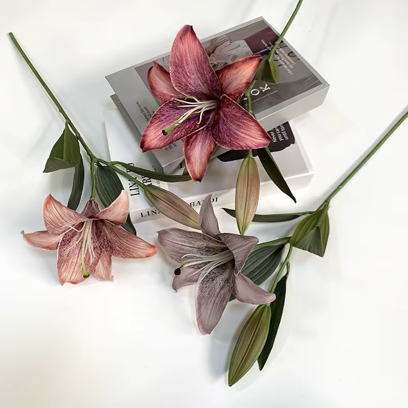 Fleur Artificielle de Lys à 2 Têtes