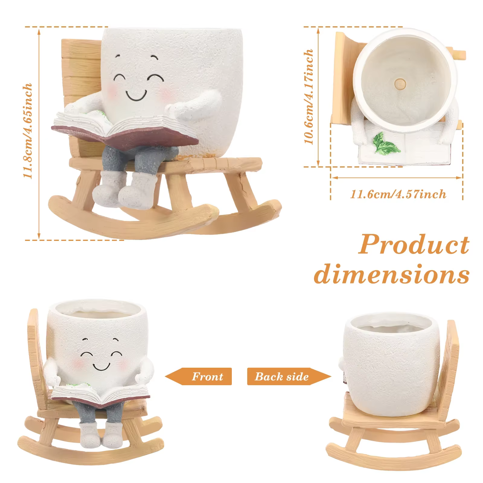 Pot de fleurs en résine en forme de visage souriant pour plantes succulentes