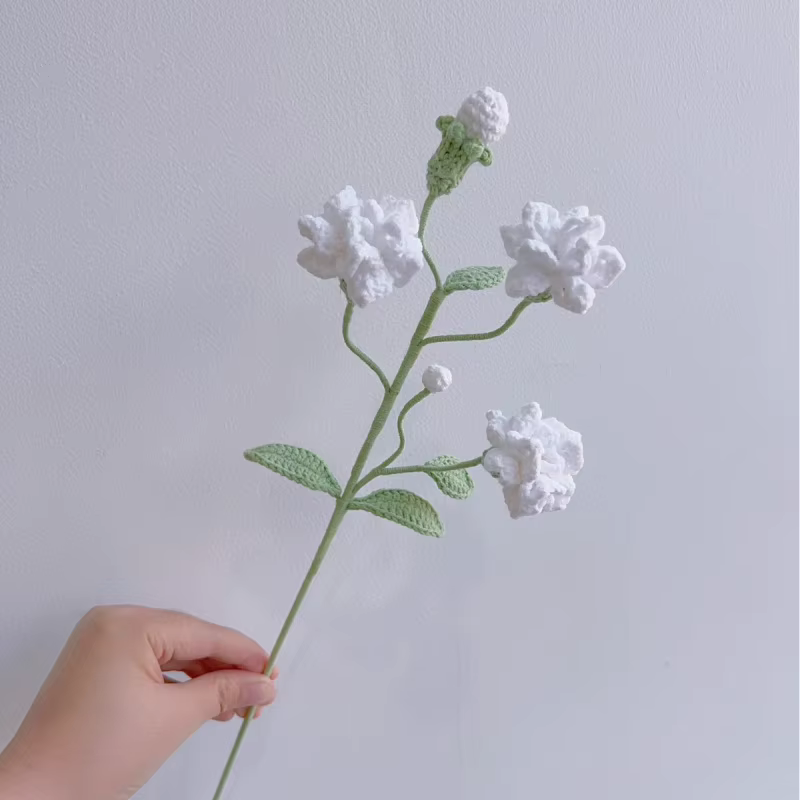 Bouquet de fleurs de jasmin au crochet en laine Pure tissée à la main