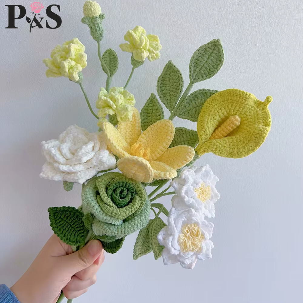 Bouquet de fleurs vertes au Crochet
