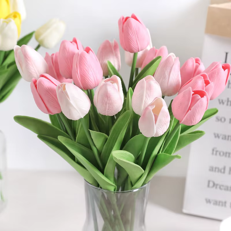 Bouquet de tulipes artificielles au toucher réel