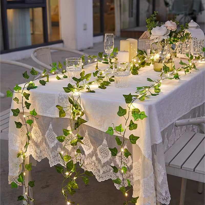 Guirlande lumineuse à feuilles vertes de 2M
