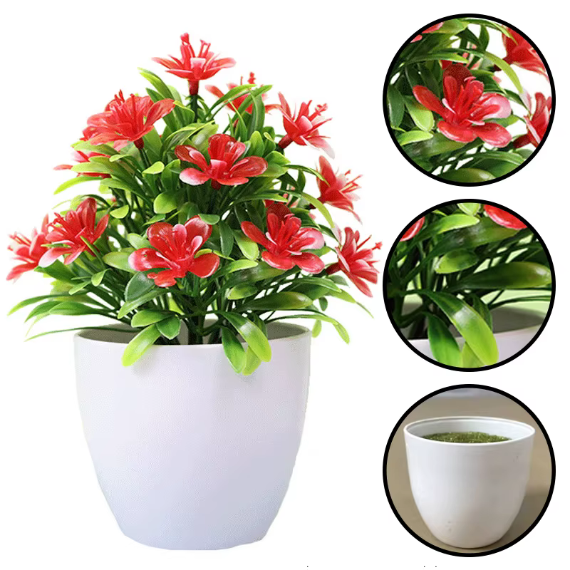 Fleurs artificielles cinq cuir chevelu prune