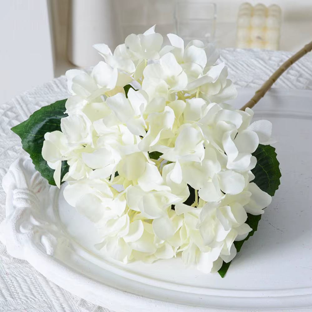 Bouquet de fleurs artificielles d'hortensias bleus colorés de 45 cm pour mariage