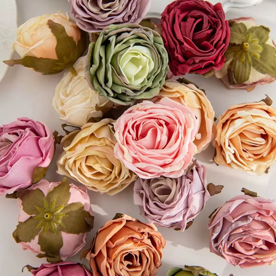 Fleur artificielle bord brûlé Rose mariage Bouquet de mariée décor maison jardin extérieur Festival fête couronne bricolage Ins cadeau Scrapbook