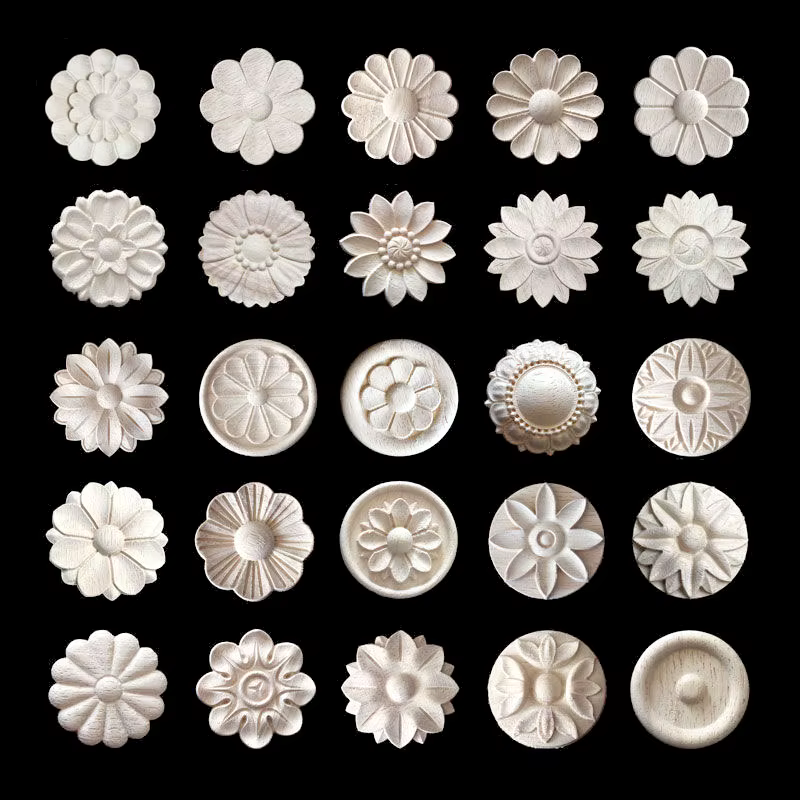 Appliques florales en bois pour meubles