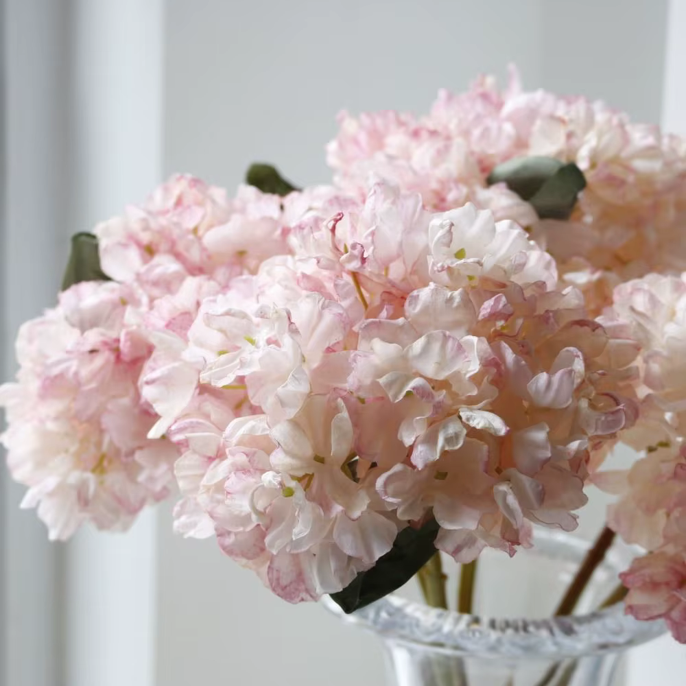 Superbes Fleurs Artificielles en Soie Hortensia à Bords Brûlés – 10 Couleurs – Décoration DIY – Bouquet d'Hortensias – Fournitures pour Festivals