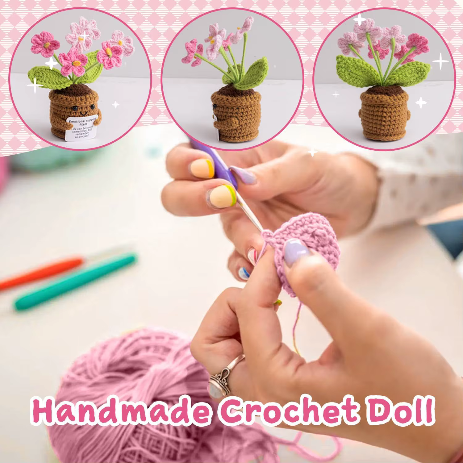 Crochet de fleurs positives fait main - La vie est difficile