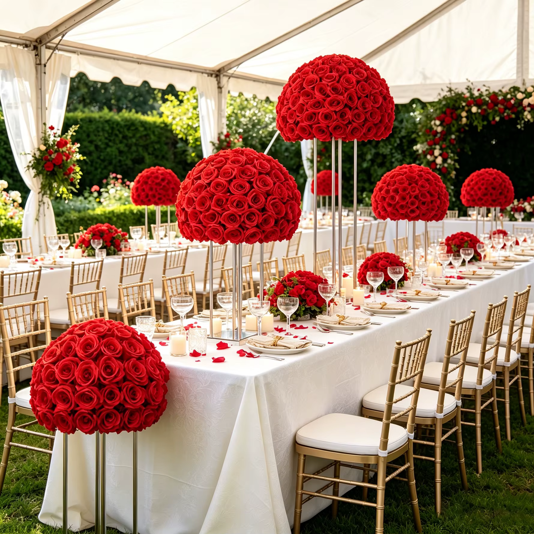 HMEOT H9186 Bouquet de roses rouges artificielles pour mariage