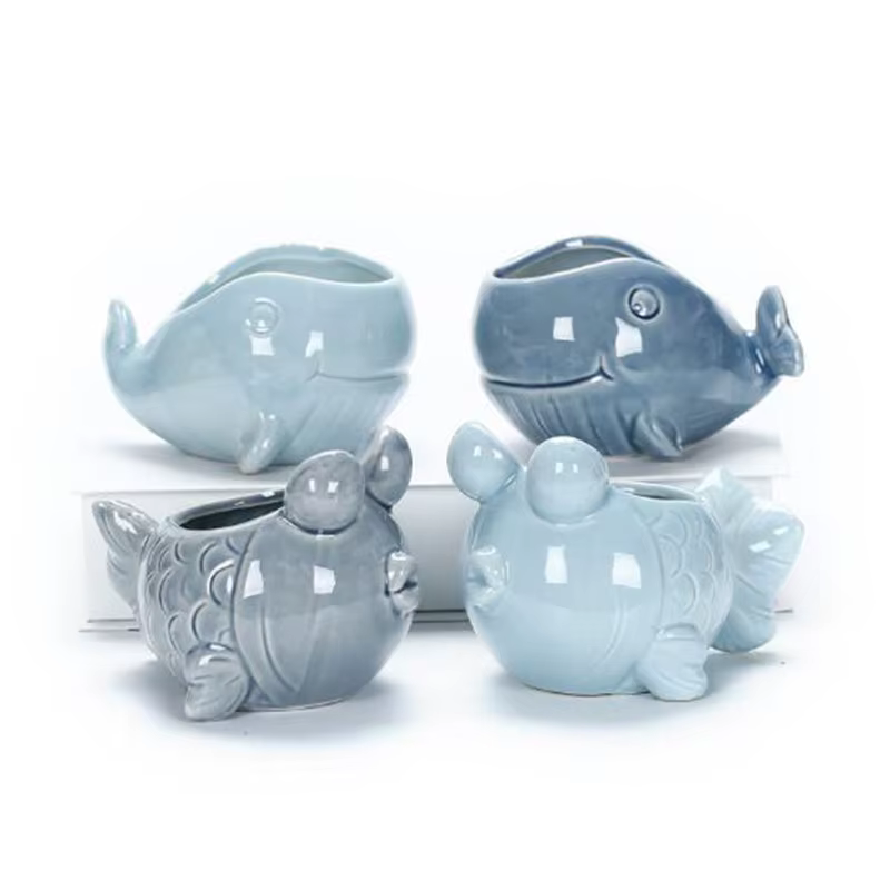 Pot de fleurs en porcelaine bleue de style européen