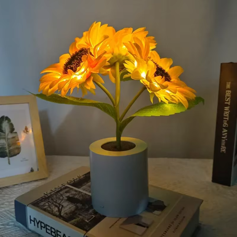3 LED veilleuse Rechargeable tournesol lumières éclairage intérieur chambre chevet bureau décoration lampe de Table lampes de nuit