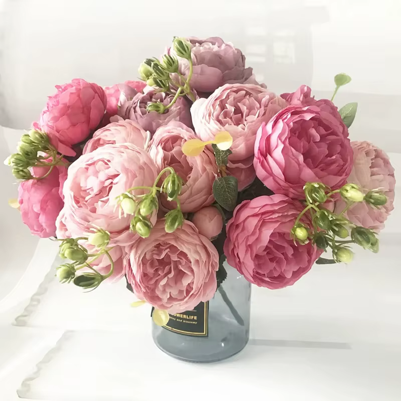 Fleurs artificielles Soie Pivoine Bouquet Festival Décorations Vase Maison Salle Jardin Salon Mariage Mariée FakePlants Stade Prop